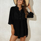 Women's Short Sleeve Button Beach Cover-Up