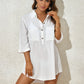 Women's Short Sleeve Button Beach Cover-Up