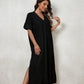 V-Neck Beach Kaftan Dress for Women, Side Split Swim Cover-Up