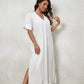 V-Neck Beach Kaftan Dress for Women, Side Split Swim Cover-Up