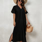 V-Neck Beach Kaftan Dress for Women, Side Split Swim Cover-Up