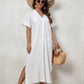 V-Neck Beach Kaftan Dress for Women, Side Split Swim Cover-Up