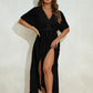 V-Neck Flowy Maxi Dress Women's Beach Cover-Up