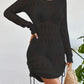 Long Sleeve Crochet Beach Cover Up Dress for Women