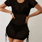 Sexy Mesh Knit Beach Cover Up - Women's Short Tunic