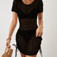 Sexy Mesh Knit Beach Cover Up - Women's Short Tunic