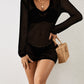 Long Sleeve Crochet Beach Bikini Cover Up Women's Tunic Top