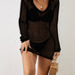 Long Sleeve Crochet Beach Bikini Cover Up Women's Tunic Top