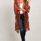 Mesh Embroidered Kimono Cardigan: Women's 3/4 Sleeve Cover Up