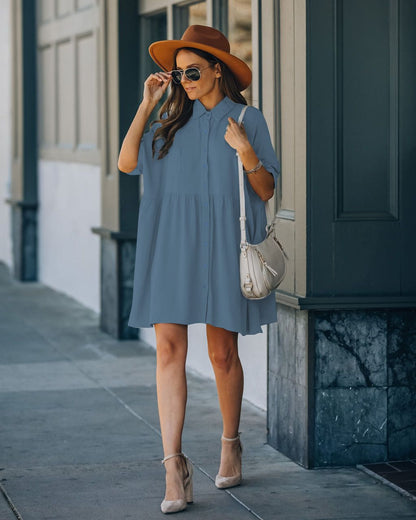 Women's Navy Button-Down Beach Cover-Up