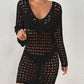 Long Sleeve Hollow Out Crochet Swimwear Cover Up