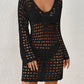 Long Sleeve Hollow Out Crochet Swimwear Cover Up