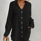 Women's Long Sleeve V-neck Black Swimsuit Cover-Up Shirt