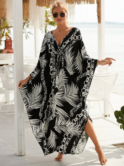 Plus Size Zebra Print Beach Caftan Dress