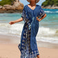 V-Neck Plus Size Caftan Swimsuit Cover Up with Side Split