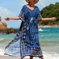 V-Neck Plus Size Caftan Swimsuit Cover Up with Side Split