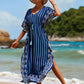 V-Neck Plus Size Caftan Swimsuit Cover Up with Side Split