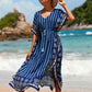 V-Neck Plus Size Caftan Swimsuit Cover Up with Side Split