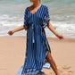 V-Neck Plus Size Caftan Swimsuit Cover Up with Side Split