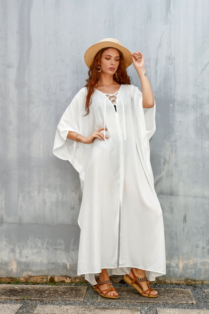 Women's Loose V-Neck Beach Caftan Cover Up Dress