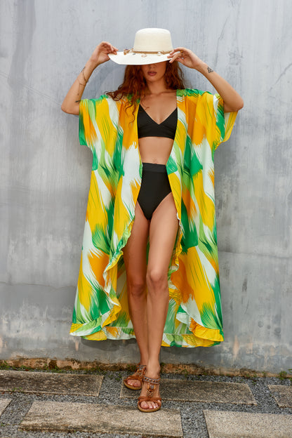 Print Kimono Cardigan: Women's Loose Beach Cover Up