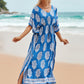 V-Neck Plus Size Caftan Swimsuit Cover Up with Side Split