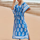 V-Neck Plus Size Caftan Swimsuit Cover Up with Side Split