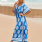 V-Neck Plus Size Caftan Swimsuit Cover Up with Side Split