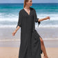 Women's Embroidered V-Neck Beach Caftan Dress