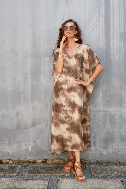 Sexy Side Split V-Neck Beach Kaftan Cover Up