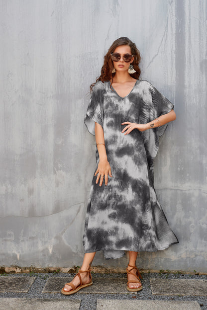 Sexy Side Split V-Neck Beach Kaftan Cover Up