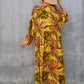 Women's Leaf Print V-Neck Maxi Beach Caftan Cover Up