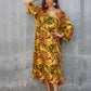 Women's Leaf Print V-Neck Maxi Beach Caftan Cover Up