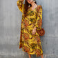 Women's Leaf Print V-Neck Maxi Beach Caftan Cover Up