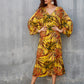 Women's Leaf Print V-Neck Maxi Beach Caftan Cover Up