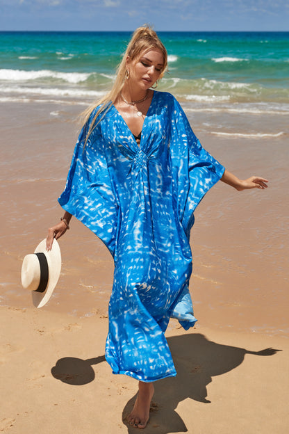 Plus Size Zebra Print Beach Caftan Dress