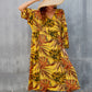 Women's Leaf Print V-Neck Maxi Beach Caftan Cover Up