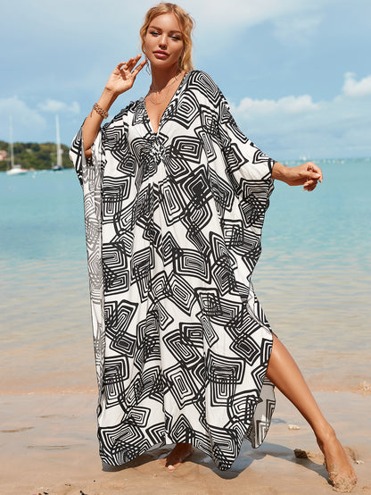 Plus Size Zebra Print Beach Caftan Dress