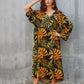 Women's Leaf Print V-Neck Maxi Beach Caftan Cover Up