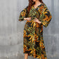 Women's Leaf Print V-Neck Maxi Beach Caftan Cover Up