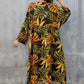 Women's Leaf Print V-Neck Maxi Beach Caftan Cover Up