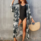 Grey Flowy Beach Kimono: Women's Long Open-Front Swimsuit Cover-Up