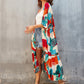 Women's Flowy Blue Beach Kimono Swimsuit Cover-Up with Belt