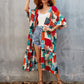 Women's Flowy Blue Beach Kimono Swimsuit Cover-Up with Belt