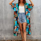 Women's Flowy Blue Beach Kimono Swimsuit Cover-Up with Belt