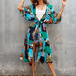 Women's Flowy Blue Beach Kimono Swimsuit Cover-Up with Belt