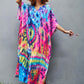 V-Neck Ethnic Print Plus Size Kaftan for Women Beach Cover Up