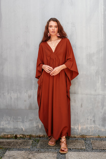 V-Neck Batwing Sleeve Plus Size Beach Caftan