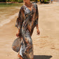 Plus Size Zebra Print Beach Caftan Dress