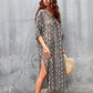 Women's V-Neck Snake Print Beach Kaftan Cover Up with Side Split